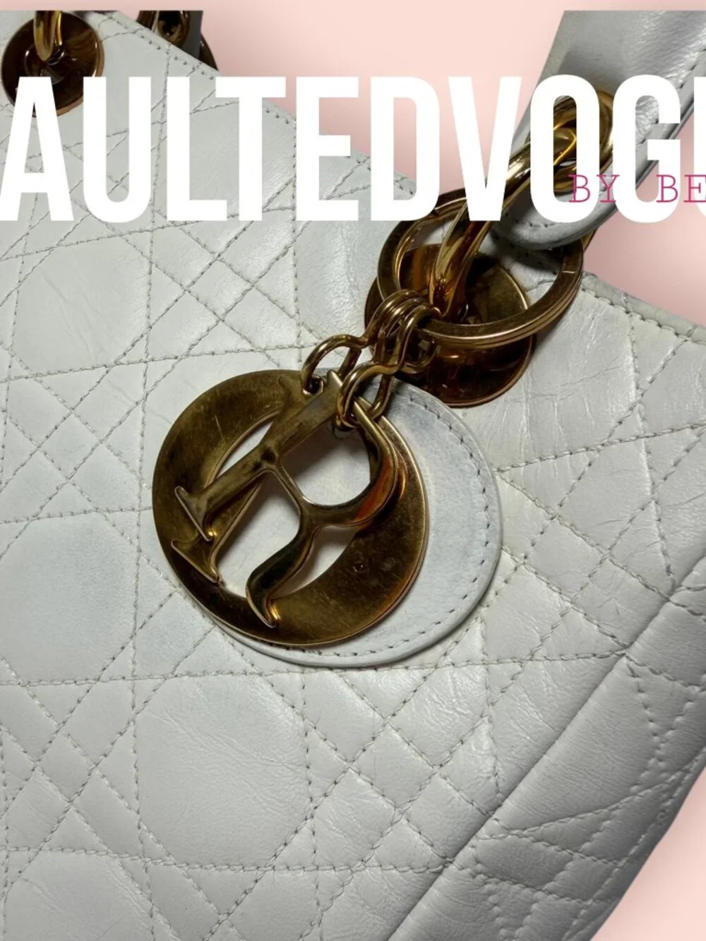 Christian Dior Lady Dior Large Cannage White Leather Tote Gold Hardware Bag - Picture 8 of 16